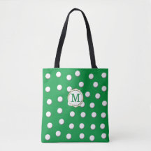 White Dimensional Polka Dots on Kelly Green