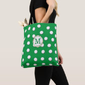 White Dimensional Polka Dots on Kelly Green Tote Bag (Dichtbij)