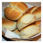 White Dinner Rolls in een Bread Basket Photo Poster (Voorkant)
