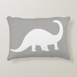 White Dinosaur Brontosaurus Silhouette Accent Kussen