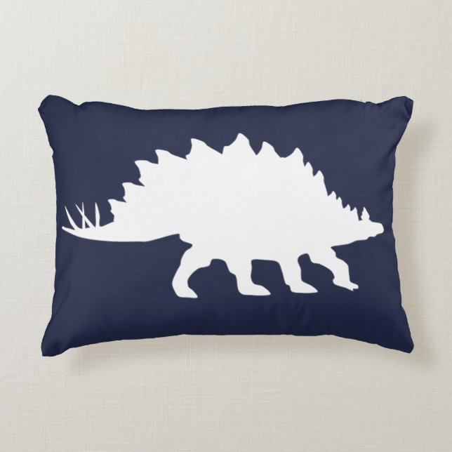 White Dinosaur Stegosaurus Silhouette Accent Kussen (Voorkant)