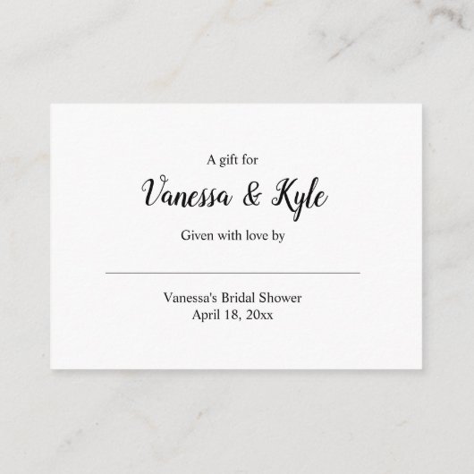 White Display vrijgezellenfeest invoegkaart + labe Informatiekaartje (Achterkant)