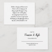 White Display vrijgezellenfeest invoegkaart + labe Informatiekaartje (Voorkant / Achterkant)