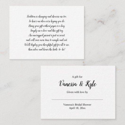 White Display vrijgezellenfeest invoegkaart + labe Informatiekaartje (Voorkant / Achterkant)