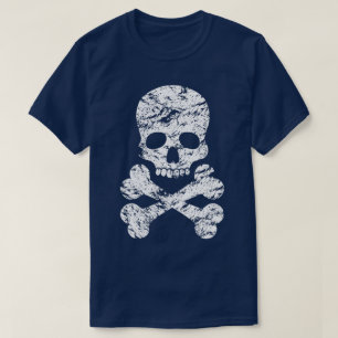 White Distressed Skull en Crossbones T-shirt