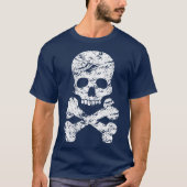 White Distressed Skull en Crossbones T-shirt (Voorkant)