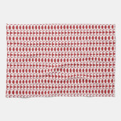 White Dog Bone Herringbone Pattern Brick Red Theedoek (Horizontaal)