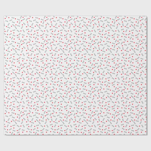 White Dog Bones with Red Hearts Cadeaupapier (Vlak)
