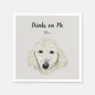 White Dog Cocktail Napkins Servet