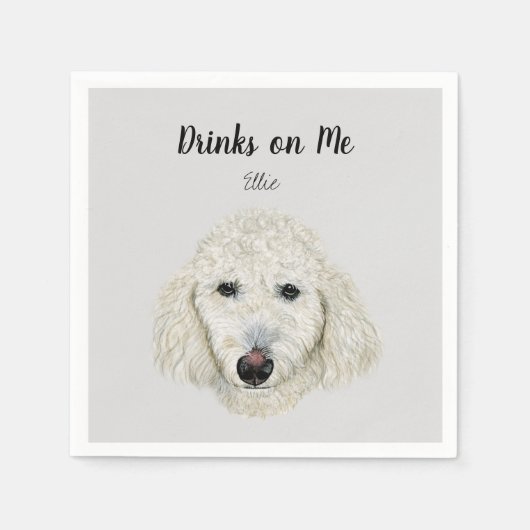White Dog Cocktail Napkins Servet (Voorkant)