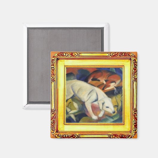 White Dog, Fox and Cat van Franz Marc Magneet (Voorkant / Achterkant)