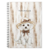 White Dog Hat with Bow Notitieboek (Voorkant)