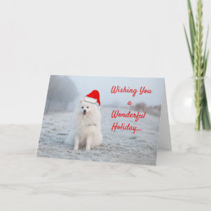 White Dog Holiday Kerstmis Wenskaart Samoyed Kaart