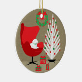 White Dog in Mid Century Christmas Room Keramisch Ornament (Rechts)