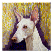 White Dog Mosaic Gold Podenco Klimt Style Perfect Poster (Voorkant)