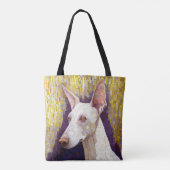White Dog Mosaic Gold Podenco Klimt Style Tote Bag (Achterkant)
