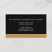 White Dog on Black & Ochre Dog Obedience Trainer Visitekaartje (Achterkant)
