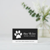 White Dog Paw on Black Pet Grooming Service Aanbevelingskaartje (Staand voorkant)