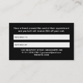 White Dog Paw on Black Pet Grooming Service Aanbevelingskaartje (Achterkant)