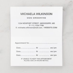 White Dog Paw on Black Pet Grooming Service Afsprakenkaart