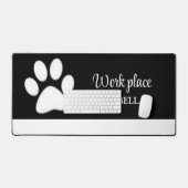 White Dog Paw on Black Pet Grooming Service Bureaumat (Keyboard & Muis)