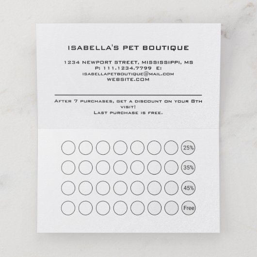 White Dog Paw on Black Pet Grooming Service Klantenkaartje (Binnenkant ongevouwen)