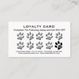 White Dog Paw on Black Pet Grooming Service Klantenkaartje