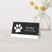 White Dog Paw on Black Pet Grooming Service Klantenkaartje (Voorkant)