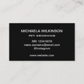 White Dog Paw on Black Pet Grooming Service Klantenkaartje (Achterkant)