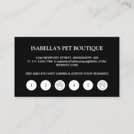 White Dog Paw on Black Pet Grooming Service Klantenkaartje