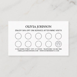 White Dog Paw on Black Pet Grooming Service Klantenkaartje