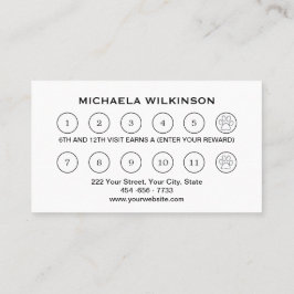 White Dog Paw on Black Pet Grooming Service Klantenkaartje