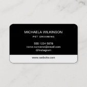 White Dog Paw on Black Pet Grooming Service Visitekaartje (Achterkant)