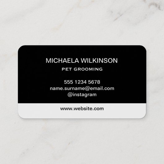 White Dog Paw on Black Pet Grooming Service Visitekaartje (Achterkant)