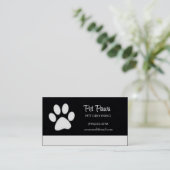 White Dog Paw on Black Pet Grooming Service Visitekaartje (Staand voorkant)
