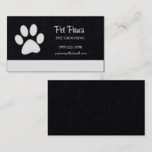 White Dog Paw on Black Pet Grooming Service