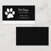 White Dog Paw on Black Pet Grooming Service Visitekaartje (Voorkant / Achterkant)