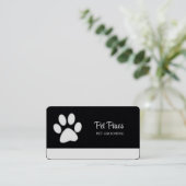 White Dog Paw on Black Pet Grooming Service Visitekaartje (Staand voorkant)