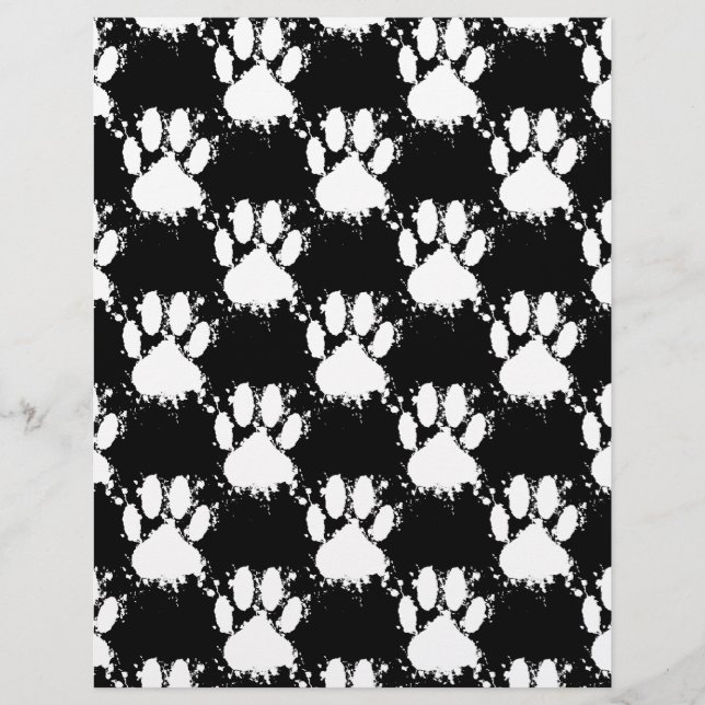 White Dog Paw Pattern met Paint Splatter (Voorkant)