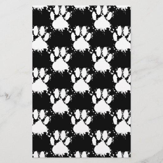 White Dog Paw Pattern met Paint Splatter Briefpapier (Voorkant)