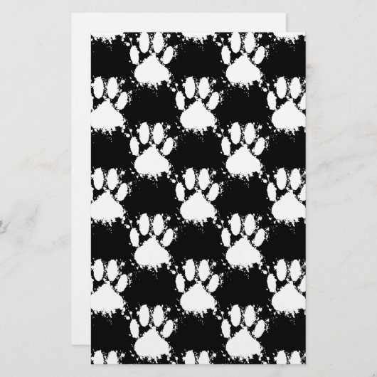 White Dog Paw Pattern met Paint Splatter Briefpapier (Voorkant / Achterkant)