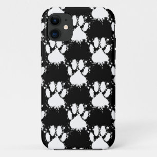 White Dog Paw Pattern met Paint Splatter Case-Mate iPhone Case
