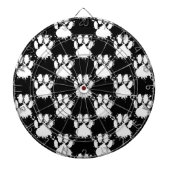 White Dog Paw Pattern met Paint Splatter Dartbord (Voorkant)