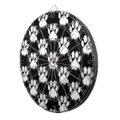 White Dog Paw Pattern met Paint Splatter Dartbord (Voorkant Rechts)