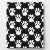 White Dog Paw Pattern met Paint Splatter Fotoplaat (Voorkant)