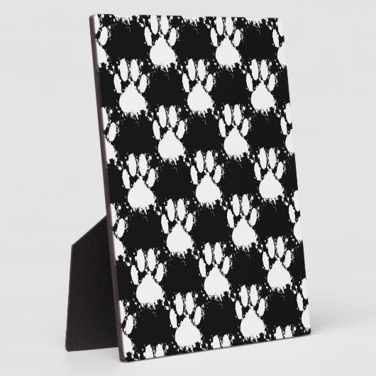 White Dog Paw Pattern met Paint Splatter Fotoplaat (Zijkant)