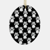 White Dog Paw Pattern met Paint Splatter Keramisch Ornament (Rechts)