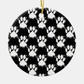 White Dog Paw Pattern met Paint Splatter Keramisch Ornament (Voorkant)