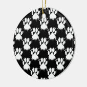 White Dog Paw Pattern met Paint Splatter Keramisch Ornament (Links)