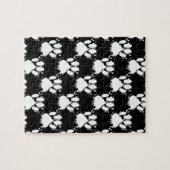 White Dog Paw Pattern met Paint Splatter Legpuzzel (Horizontaal)